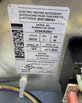 Icp 81-24183-00 On Sale Ehc10bkn1 Heat Strips V234382907 / Tested