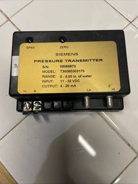 T3008e003170 Siemens Pressure Transmitter 0-5. Inch Water 11-32 Vdc Output 4-20 Ma T3008e003170 Siemens Pressure Transmitter 0-5. Inch Water 11-32 Vdc Output 4-20 Ma
