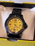 Invicta 69718 Men Black Steel Yellow Dial Quartz Watch New Box Tag. Fixed Price $50.00.