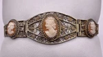 Vintage Sterling Silver 925 Cameo Filigree Chain Panel Bracelet (12.66G). Fixed Price $224.99.