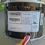 Trade Pro TP-E33-3SP1 Hvac Motor 1/3 Hp 1075 Rpm 115V 5.0A 1PH. Fixed Price $120.00.