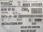 Bristol Compressors. Fixed Price $24000.00.